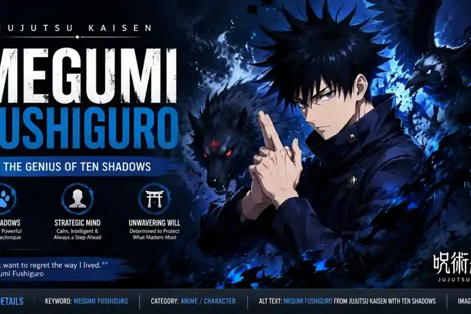 Megumi Fushiguro from Jujutsu Kaisen using his Ten Shadows Technique
